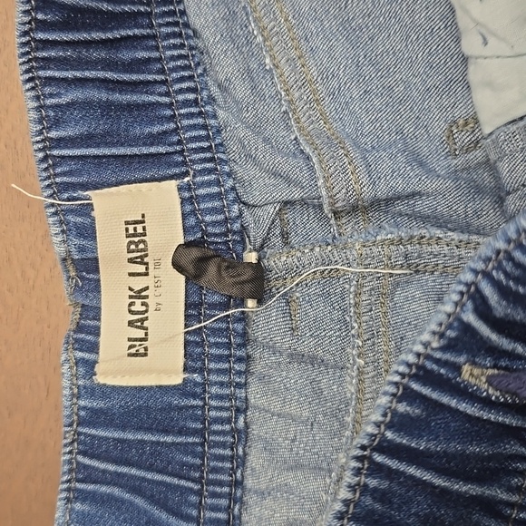 BLACK LABEL Denim Blue Women's M Shorts Fringe Elastic Waistband - Picture 2 of 6